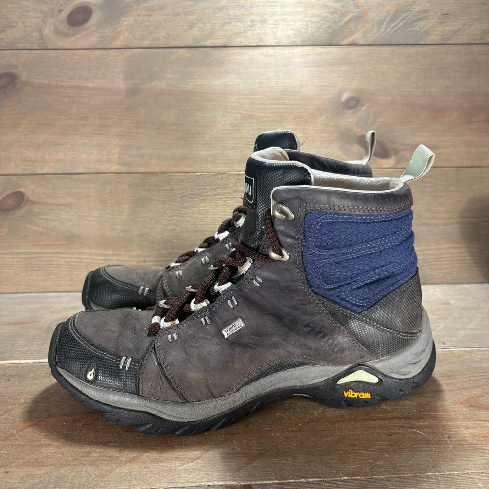 Ahnu Sugarpine Womens size 7.5 shoes blue Waterproof Leather Lace Up boots